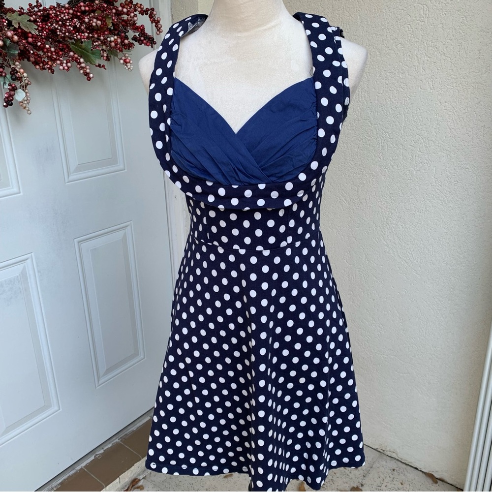 MIXINNI.Blue polka dot 50s 60s Vintage Retro Swing Rockabilly. M. - Picture 3 of 9